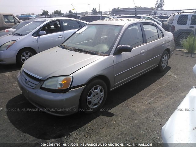 2HGES15602H518337 - 2002 HONDA CIVIC LX TAN photo 2