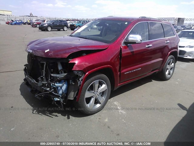 1C4RJFCT6FC678918 - 2015 JEEP GRAND CHEROKEE OVERLAND RED photo 2