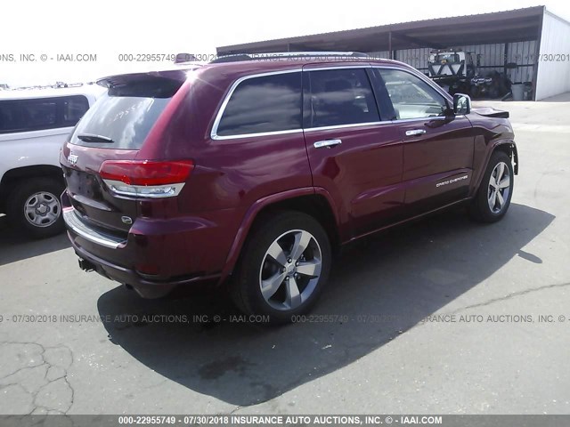 1C4RJFCT6FC678918 - 2015 JEEP GRAND CHEROKEE OVERLAND RED photo 4