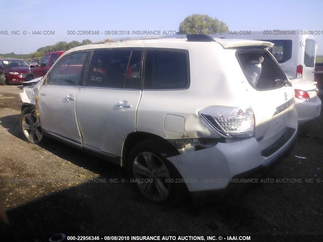 5TDDK3EH0CS106039 - 2012 TOYOTA HIGHLANDER LIMITED WHITE photo 3