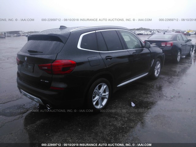5UXTR7C51KLA48337 - 2019 BMW X3 SDRIVE30I BLACK photo 4