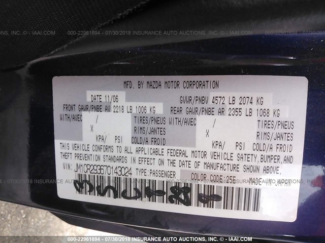 JM1CR293670143024 - 2007 MAZDA 5 BLUE photo 9