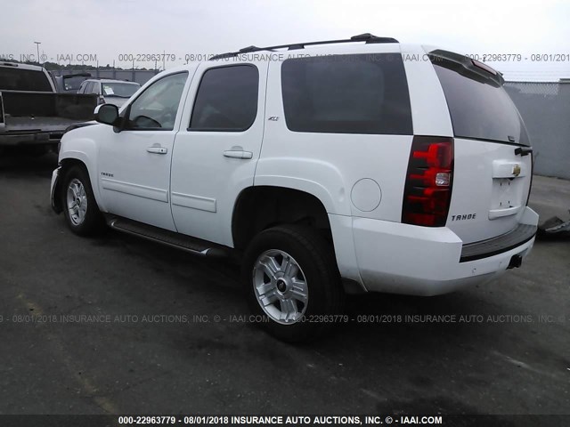 1GNSKBE04DR367791 - 2013 CHEVROLET TAHOE K1500 LT WHITE photo 3