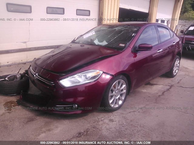 1C3CDFCBXFD243693 - 2015 DODGE DART LIMITED BURGUNDY photo 2