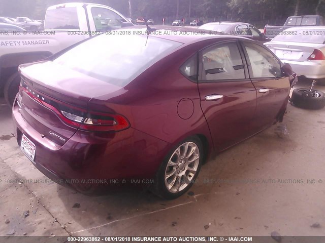 1C3CDFCBXFD243693 - 2015 DODGE DART LIMITED BURGUNDY photo 4