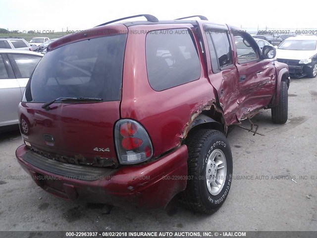 1B4HS28Z2WF222781 - 1998 DODGE DURANGO MAROON photo 4