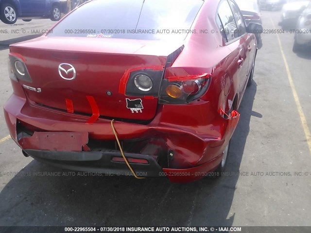 JM1BK124761408636 - 2006 MAZDA 3 S RED photo 6