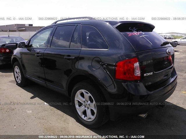 2FMDK4JC9DBC74292 - 2013 FORD EDGE SEL BLACK photo 3