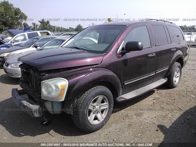 1D4HB58D54F198694 - 2004 DODGE DURANGO LIMITED MAROON photo 2