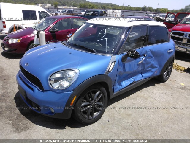 WMWZC3C51BWL79823 - 2011 MINI COOPER S COUNTRYMAN BLUE photo 2