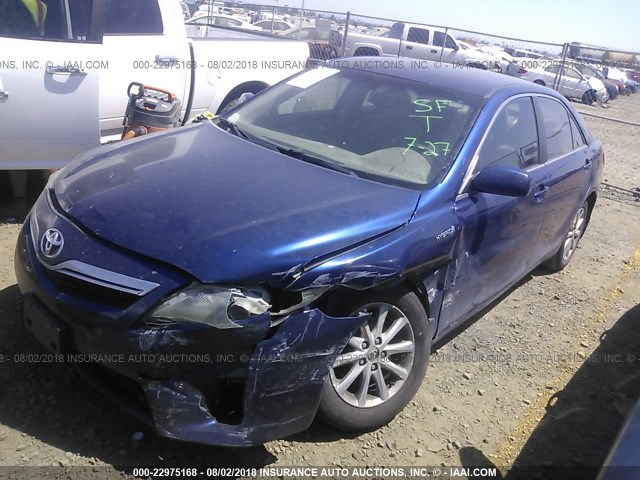 4T1BB3EK6AU113391 - 2010 TOYOTA CAMRY HYBRID BLUE photo 2