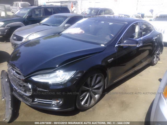 5YJSA1H17EFP66891 - 2014 TESLA MODEL S BLACK photo 2