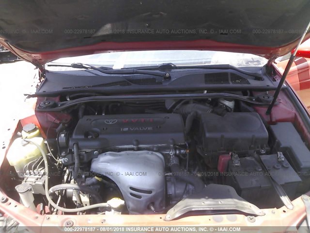 4T1CE38P75U991484 - 2005 TOYOTA CAMRY SOLARA SE/SLE RED photo 10