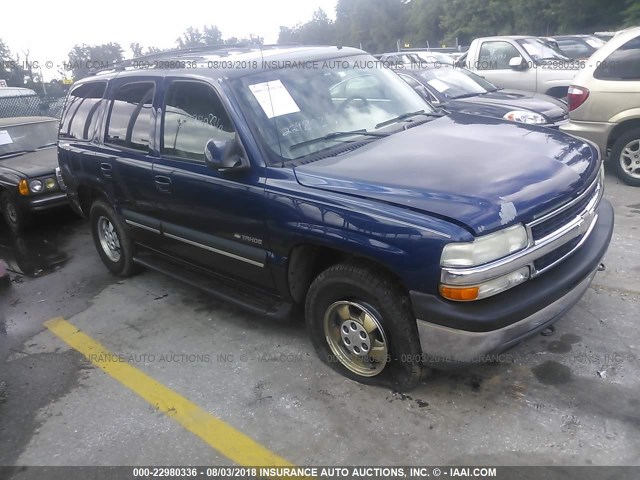 1GNEK13Z92J219916 - 2002 CHEVROLET TAHOE K1500 BLUE photo 1