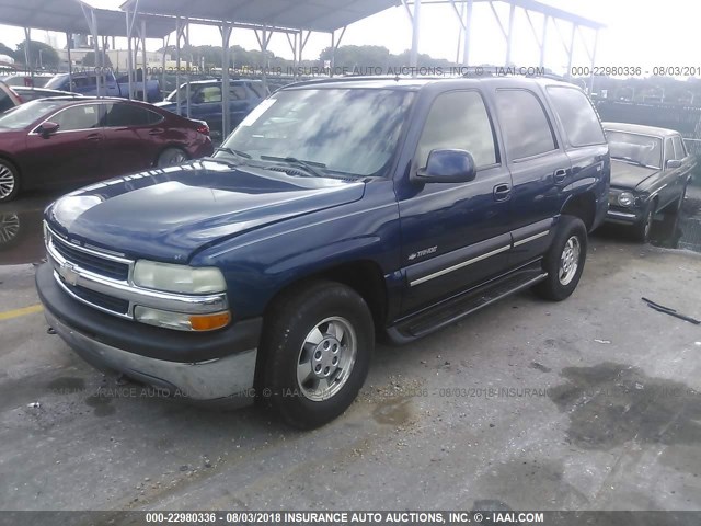 1GNEK13Z92J219916 - 2002 CHEVROLET TAHOE K1500 BLUE photo 2