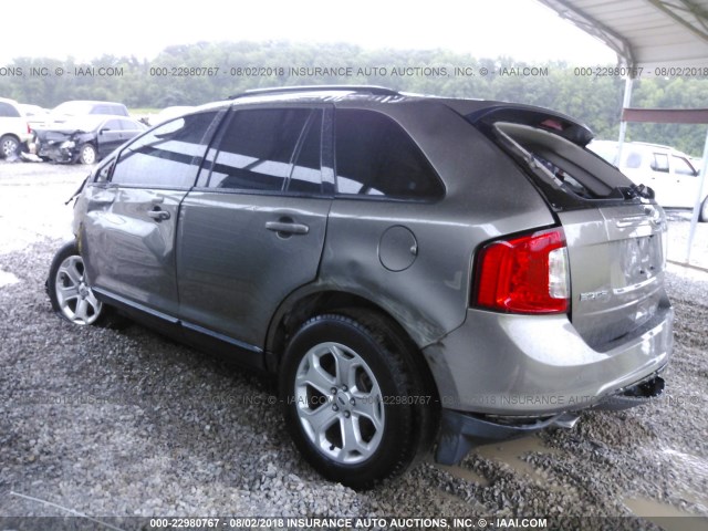 2FMDK3JC4DBC05522 - 2013 FORD EDGE SEL GRAY photo 3