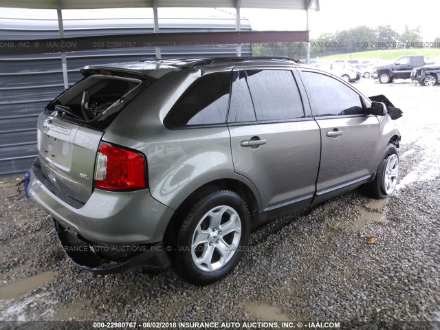 2FMDK3JC4DBC05522 - 2013 FORD EDGE SEL GRAY photo 4