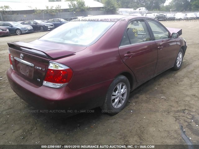 4T1BF32K75U100986 - 2005 TOYOTA CAMRY LE/XLE/SE MAROON photo 4