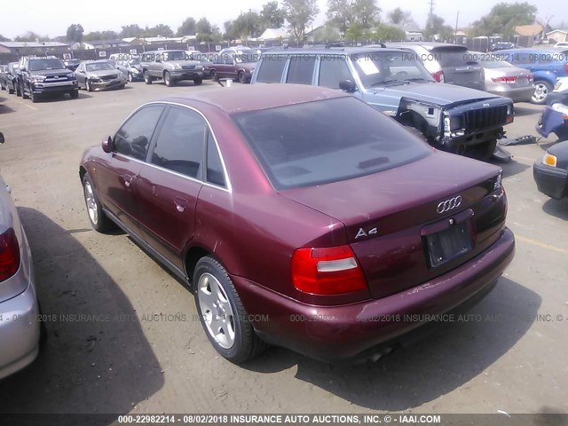 WAUED28D1WA253812 - 1998 AUDI A4 2.8 QUATTRO MAROON photo 3