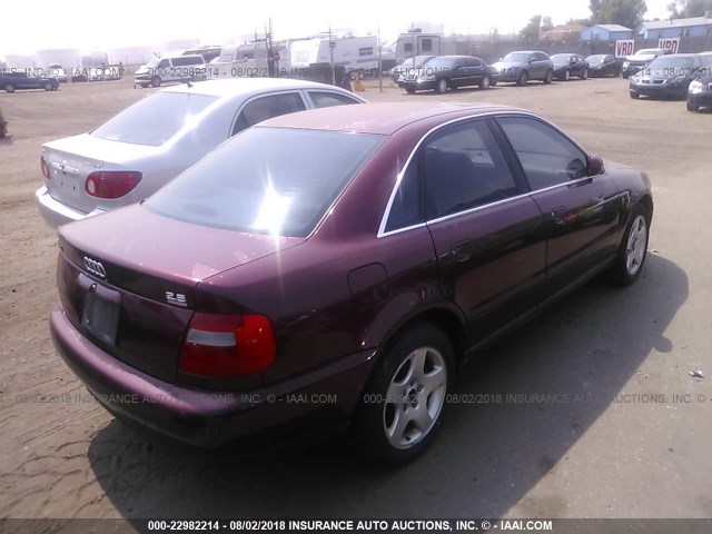 WAUED28D1WA253812 - 1998 AUDI A4 2.8 QUATTRO MAROON photo 4