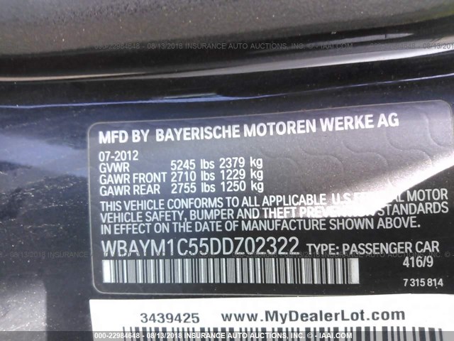 WBAYM1C55DDZ02322 - 2013 BMW 650 XI BLACK photo 9