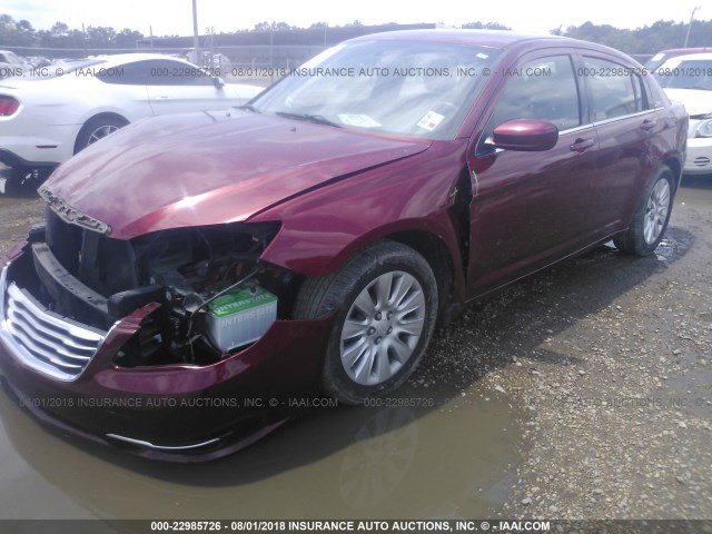 1C3CCBAB5EN208891 - 2014 CHRYSLER 200 LX RED photo 2