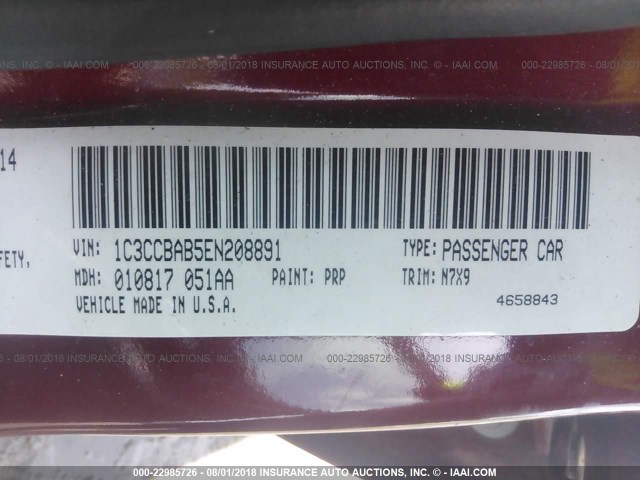 1C3CCBAB5EN208891 - 2014 CHRYSLER 200 LX RED photo 9