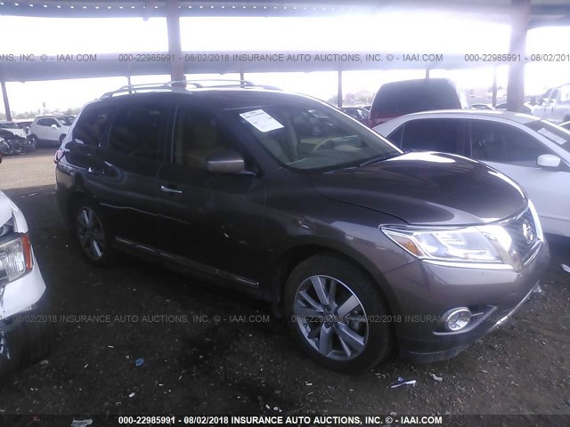 5N1AR2MM8FC695009 - 2015 NISSAN PATHFINDER S/SV/SL/PLATINUM BROWN photo 1