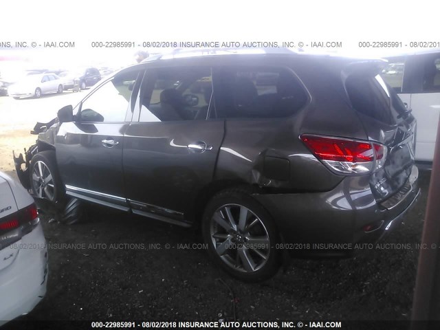 5N1AR2MM8FC695009 - 2015 NISSAN PATHFINDER S/SV/SL/PLATINUM BROWN photo 3