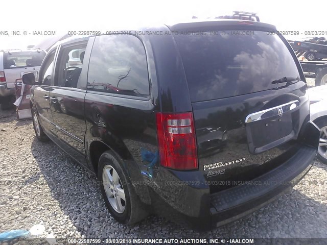 1D8HN54P38B169651 - 2008 DODGE GRAND CARAVAN SXT BLACK photo 3