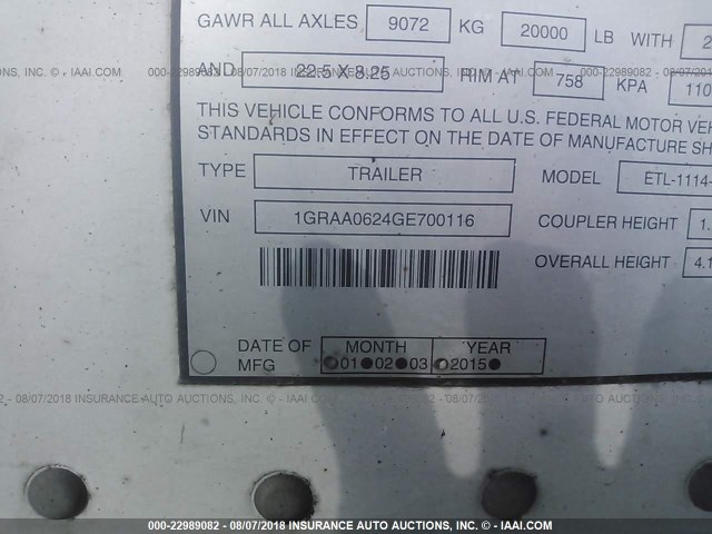 1GRAA0624GE700116 - 2016 GREAT DANE TRAILERS VAN  RED photo 9