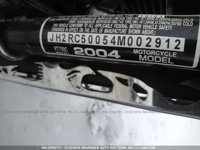 JH2RC50054M002912 - 2004 HONDA VT750 C BLACK photo 10