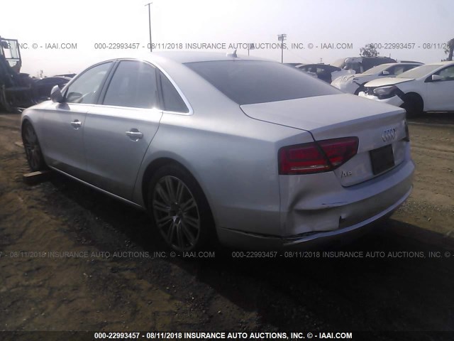 WAUAGAFD6DN004317 - 2013 AUDI A8 QUATTRO SILVER photo 3