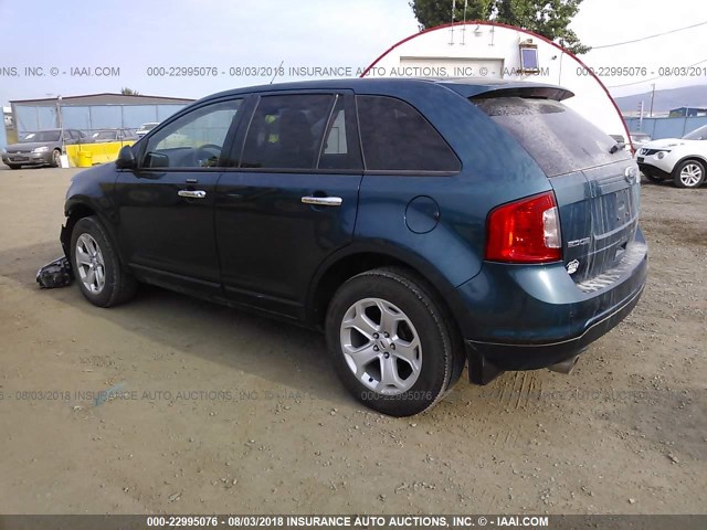 2FMDK4JCXBBB68494 - 2011 FORD EDGE SEL BLUE photo 3