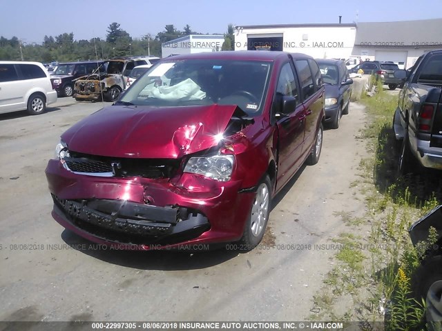 2C4RDGBG1FR615699 - 2015 DODGE GRAND CARAVAN SE RED photo 2