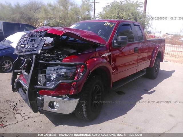 1FTRX14869KC88729 - 2009 FORD F150 SUPER CAB RED photo 2