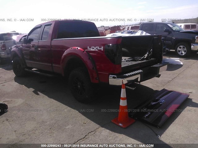 1FTRX14869KC88729 - 2009 FORD F150 SUPER CAB RED photo 3