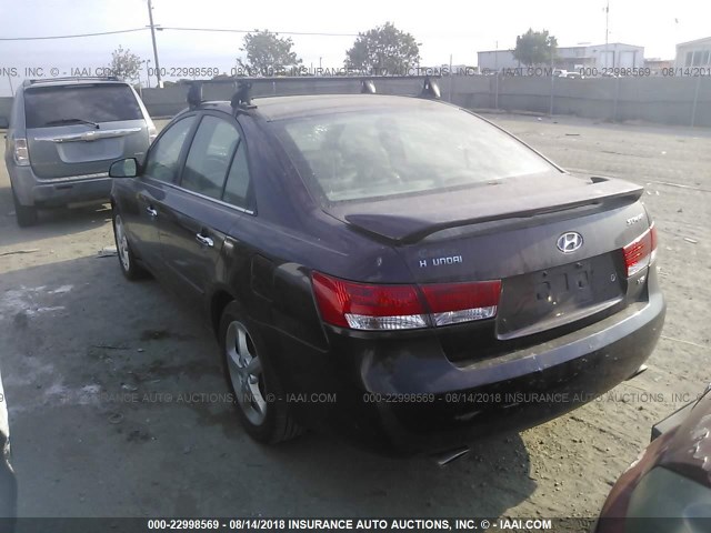 5NPEU46F66H076430 - 2006 HYUNDAI SONATA GLS/LX PURPLE photo 3