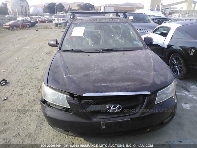 5NPEU46F66H076430 - 2006 HYUNDAI SONATA GLS/LX PURPLE photo 6