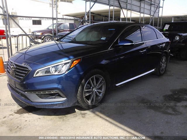 5NPE34AB4FH061304 - 2015 HYUNDAI SONATA SPORT/LIMITED BLUE photo 2