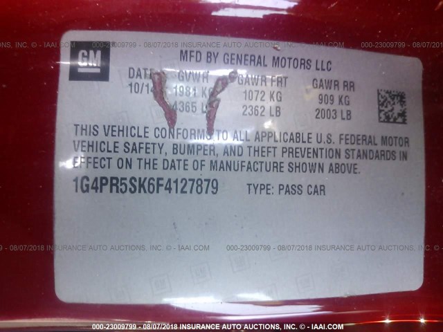 1G4PR5SK6F4127879 - 2015 BUICK VERANO CONVENIENCE RED photo 9