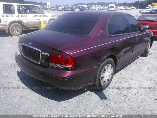 KMHWF25SX3A779173 - 2003 HYUNDAI SONATA GL MAROON photo 4