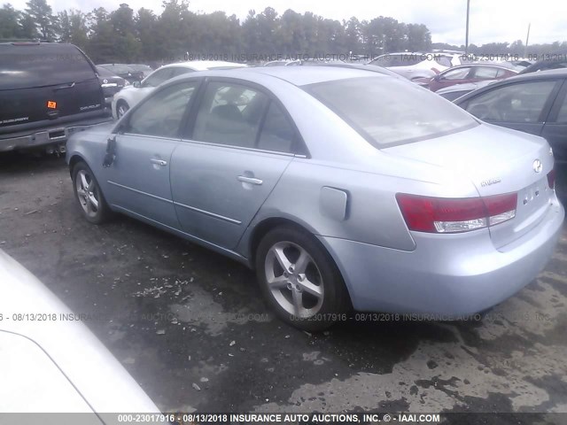 5NPEU46F16H147081 - 2006 HYUNDAI SONATA GLS/LX Light Blue photo 3