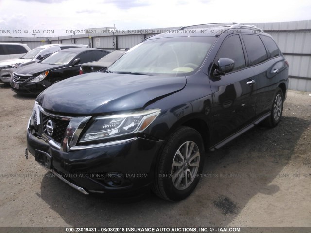 5N1AR2MN9DC616212 - 2013 NISSAN PATHFINDER S/SV/SL/PLATINUM BLUE photo 2