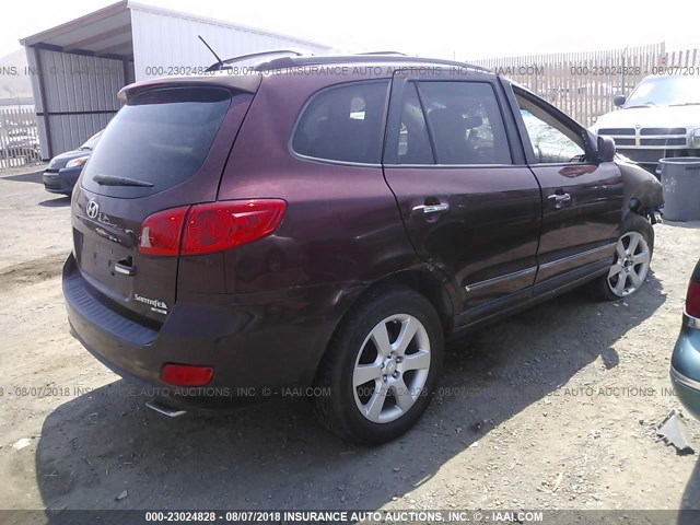 5NMSH13E27H007248 - 2007 HYUNDAI SANTA FE SE/LIMITED MAROON photo 4