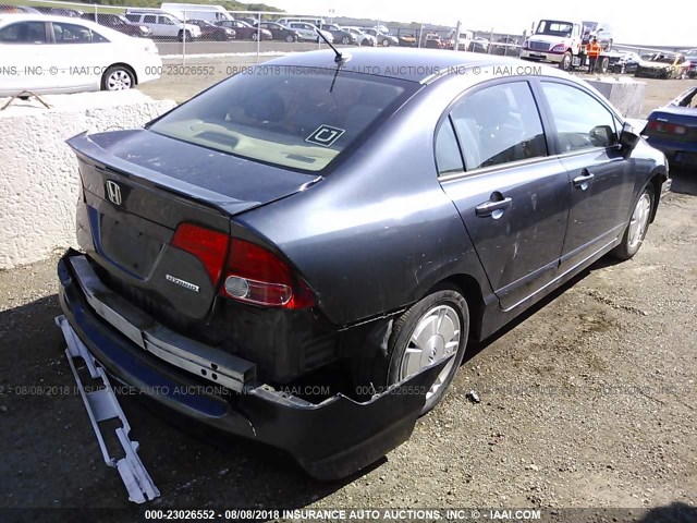 JHMFA36288S025521 - 2008 HONDA CIVIC HYBRID BLUE photo 4