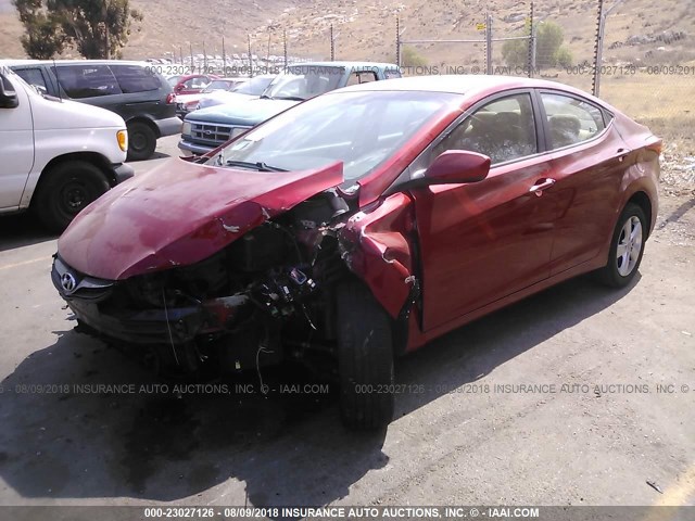 KMHDH4AE2DU807416 - 2013 HYUNDAI ELANTRA GLS/LIMITED RED photo 2