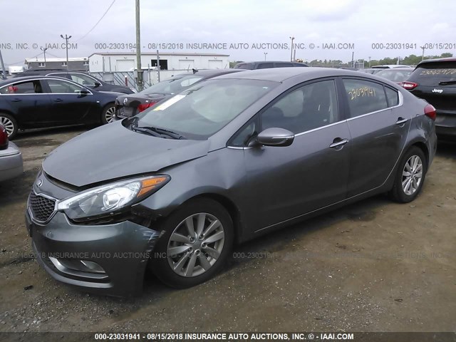 KNAFX4A81F5374045 - 2015 KIA FORTE EX GRAY photo 2