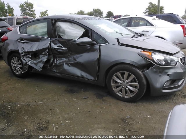 KNAFX4A81F5374045 - 2015 KIA FORTE EX GRAY photo 6