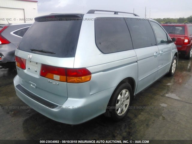 2HKRL18902H583067 - 2002 HONDA ODYSSEY EXL BLUE photo 4